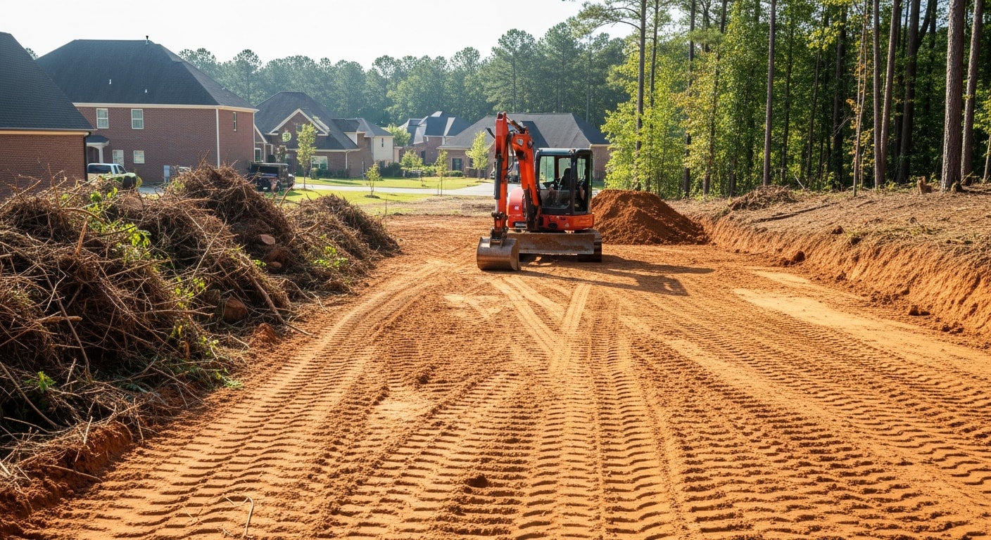 Cleared residential lot ready for construction